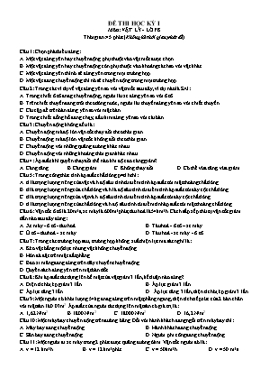 Đề thi học kỳ 1 môn Vật lý Lớp 8